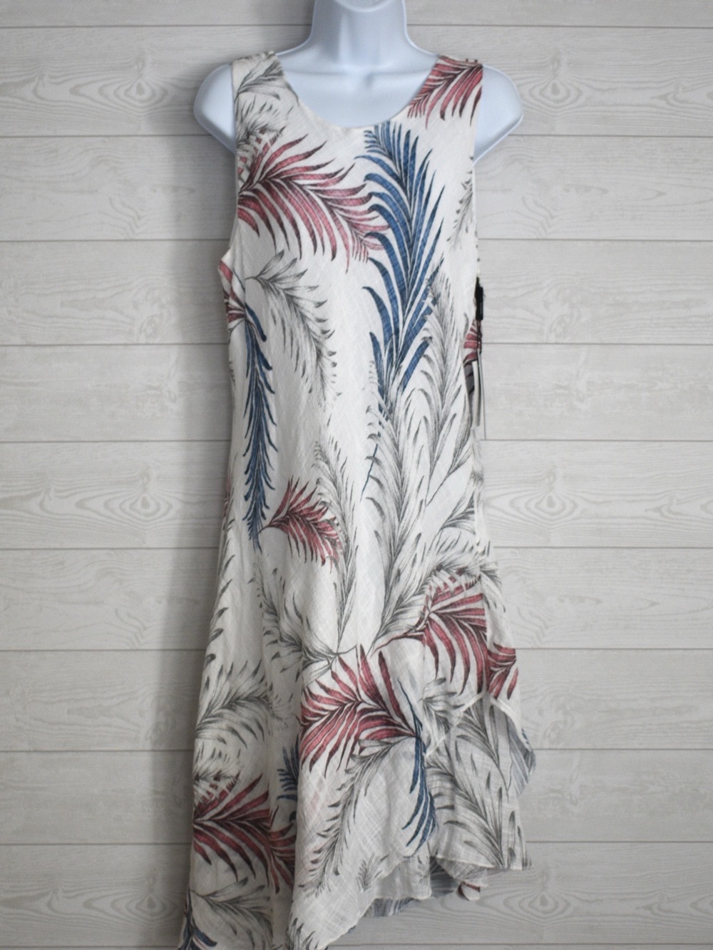 Luca Vanucci Tropical Botanical Ruffle Hem Midi Dress L NWT Italy